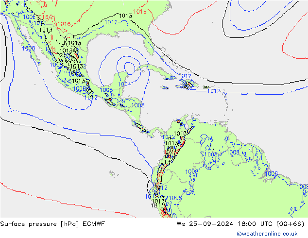 Surface pressure ECMWF We 25.09.2024 18 UTC