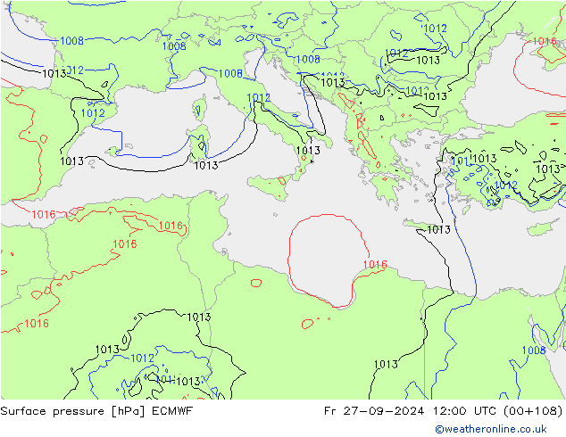 Yer basıncı ECMWF Cu 27.09.2024 12 UTC