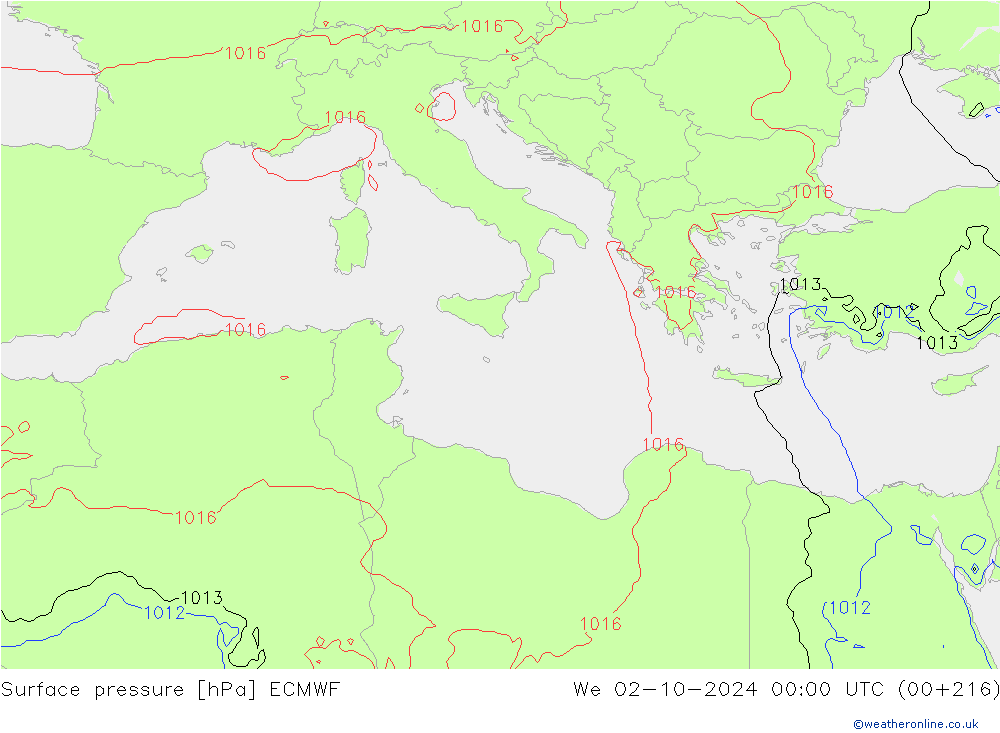 pression de l'air ECMWF mer 02.10.2024 00 UTC