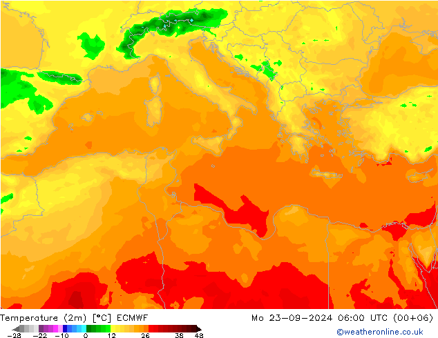 Temperatura (2m) ECMWF lun 23.09.2024 06 UTC