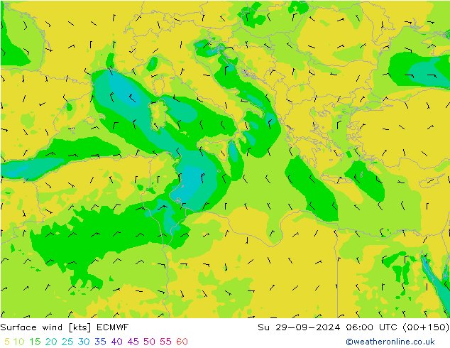 Surface wind ECMWF Su 29.09.2024 06 UTC