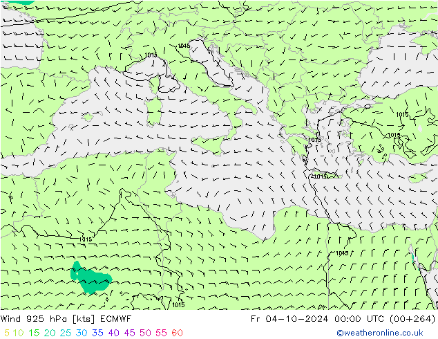 Vent 925 hPa ECMWF ven 04.10.2024 00 UTC