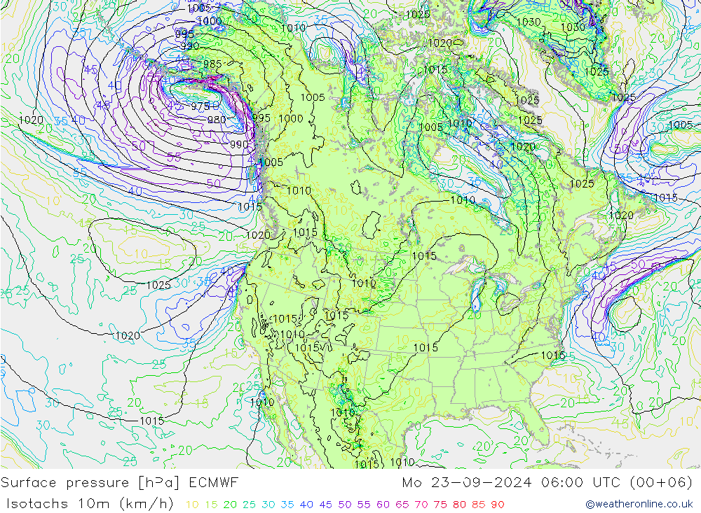 Eşrüzgar Hızları (km/sa) ECMWF Pzt 23.09.2024 06 UTC