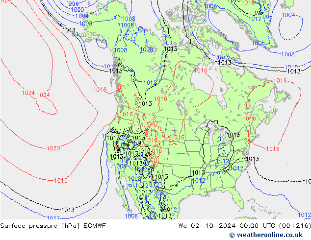 pression de l'air ECMWF mer 02.10.2024 00 UTC