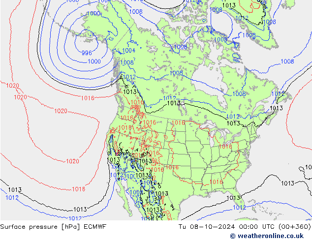 ciśnienie ECMWF wto. 08.10.2024 00 UTC