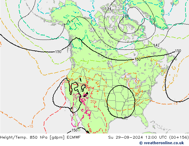 Height/Temp. 850 hPa ECMWF Su 29.09.2024 12 UTC