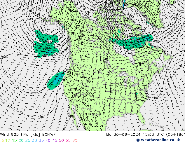 Vento 925 hPa ECMWF Seg 30.09.2024 12 UTC