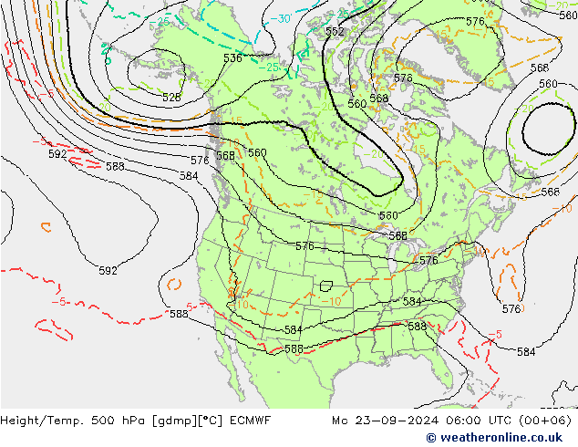 Height/Temp. 500 hPa ECMWF Mo 23.09.2024 06 UTC