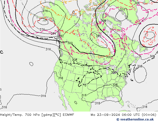 Height/Temp. 700 hPa ECMWF Mo 23.09.2024 06 UTC