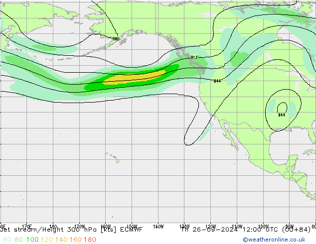 Jet stream/Height 300 hPa ECMWF Th 26.09.2024 12 UTC