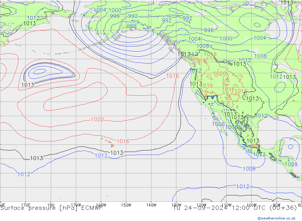 Surface pressure ECMWF Tu 24.09.2024 12 UTC