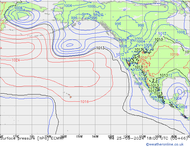 Surface pressure ECMWF We 25.09.2024 18 UTC