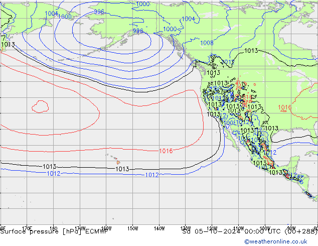 pressão do solo ECMWF Sáb 05.10.2024 00 UTC