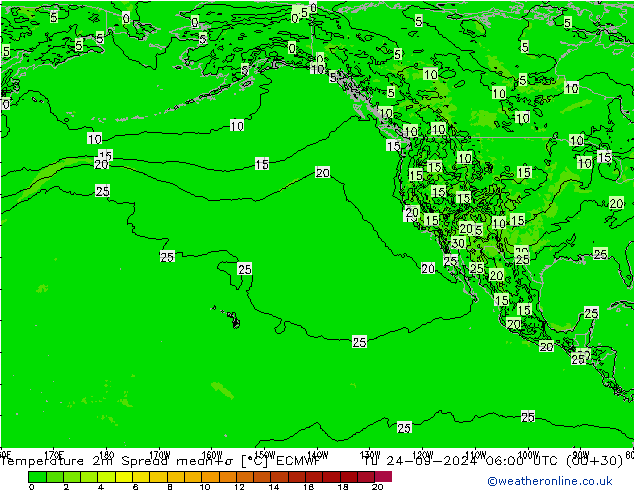 Temperatura 2m Spread ECMWF mar 24.09.2024 06 UTC