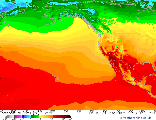 Temperature (2m) ECMWF Pá 04.10.2024 00 UTC