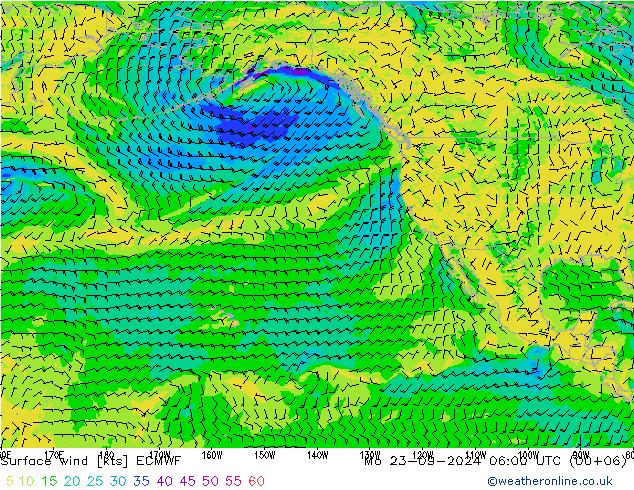 Vento 10 m ECMWF Seg 23.09.2024 06 UTC