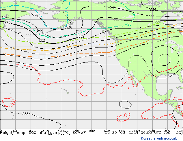 Hoogte/Temp. 500 hPa ECMWF zo 29.09.2024 06 UTC