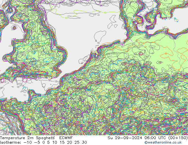 Temperatura 2m Spaghetti ECMWF dom 29.09.2024 06 UTC