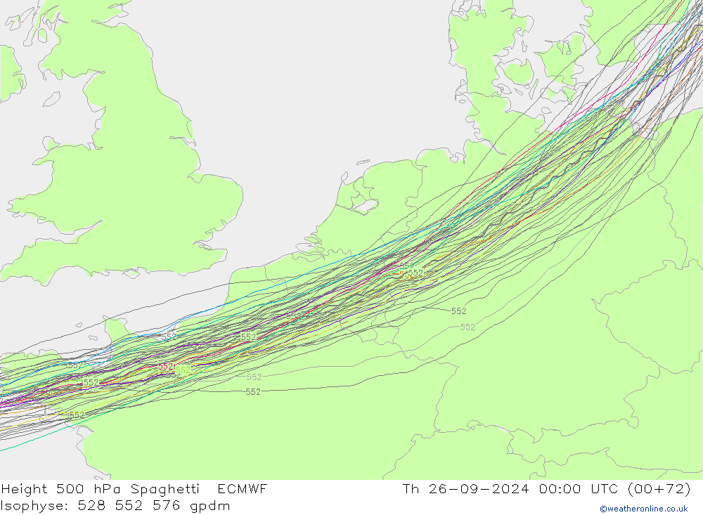 Hoogte 500 hPa Spaghetti ECMWF do 26.09.2024 00 UTC