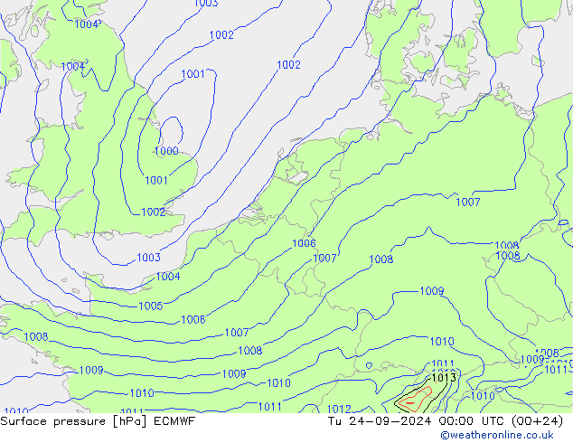 приземное давление ECMWF вт 24.09.2024 00 UTC