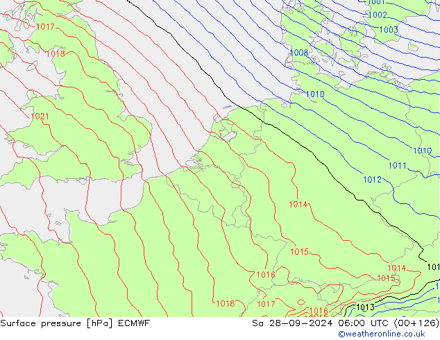 приземное давление ECMWF сб 28.09.2024 06 UTC