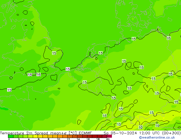 Temperatuurkaart Spread ECMWF za 05.10.2024 12 UTC