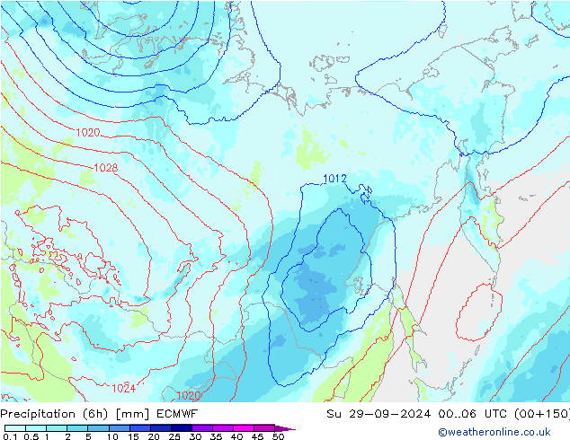 Precipitación (6h) ECMWF dom 29.09.2024 06 UTC