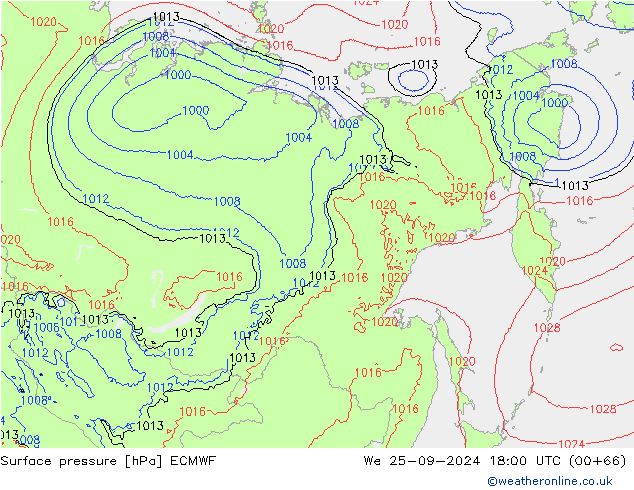 приземное давление ECMWF ср 25.09.2024 18 UTC