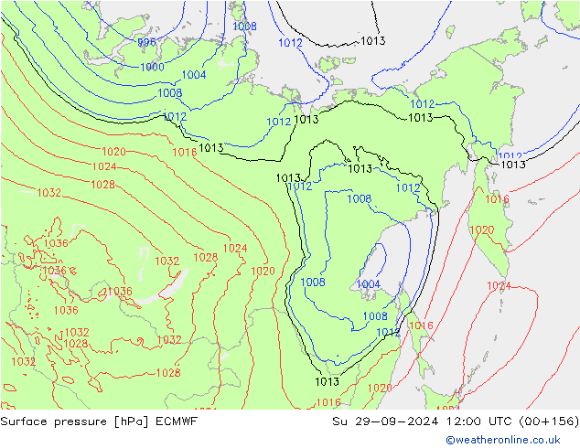 Luchtdruk (Grond) ECMWF zo 29.09.2024 12 UTC