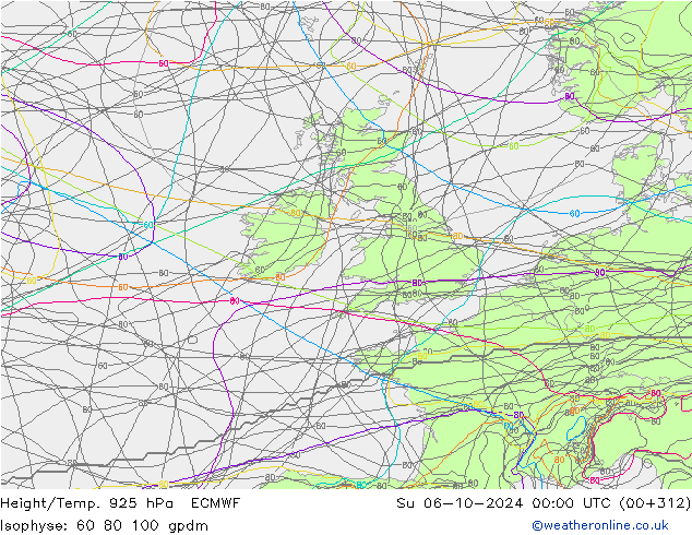 Height/Temp. 925 hPa ECMWF Su 06.10.2024 00 UTC