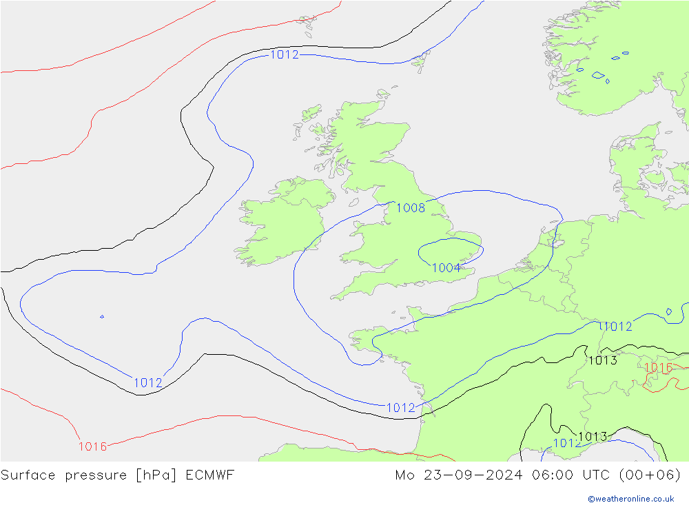 Surface pressure ECMWF Mo 23.09.2024 06 UTC