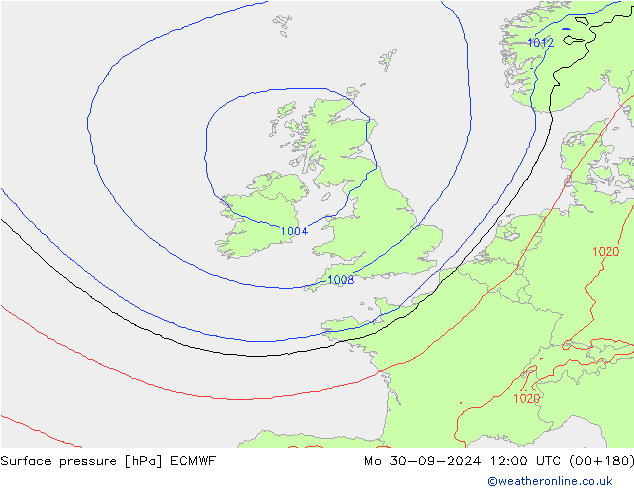 Presión superficial ECMWF lun 30.09.2024 12 UTC