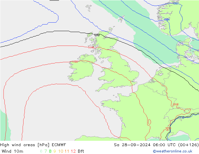 yüksek rüzgarlı alanlar ECMWF Cts 28.09.2024 06 UTC