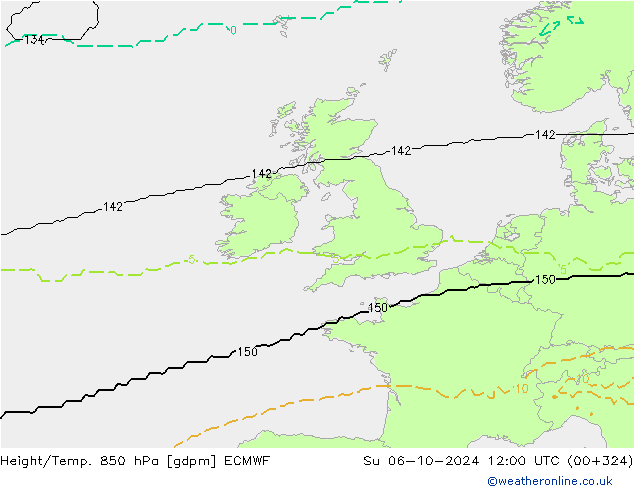 Height/Temp. 850 hPa ECMWF Su 06.10.2024 12 UTC