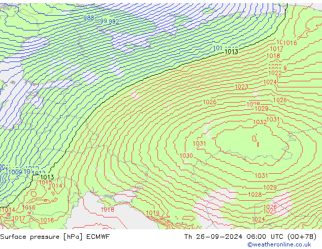 Luchtdruk (Grond) ECMWF do 26.09.2024 06 UTC