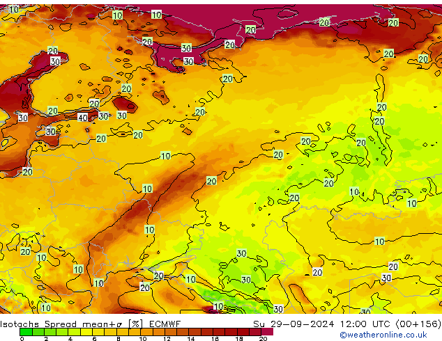 Isotachs Spread ECMWF dim 29.09.2024 12 UTC