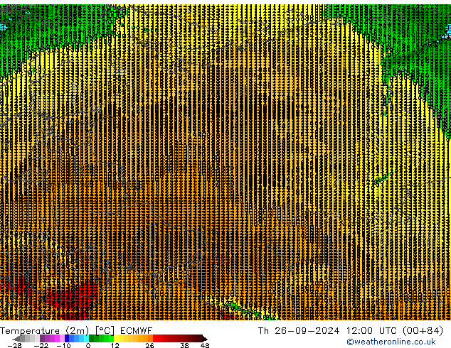 Temperature (2m) ECMWF Th 26.09.2024 12 UTC