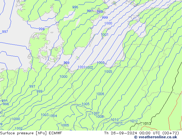 Presión superficial ECMWF jue 26.09.2024 00 UTC