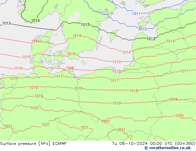 Pressione al suolo ECMWF mar 08.10.2024 00 UTC