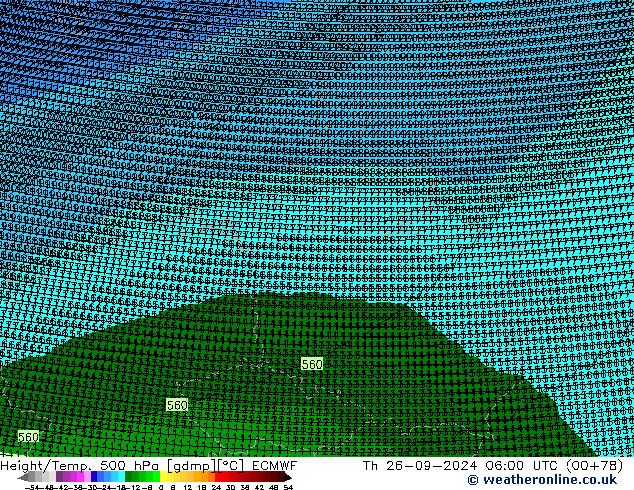 Height/Temp. 500 hPa ECMWF gio 26.09.2024 06 UTC