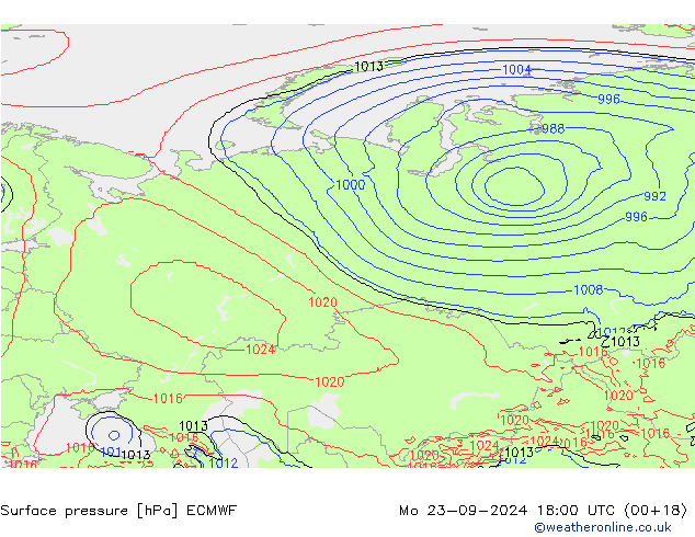 ciśnienie ECMWF pon. 23.09.2024 18 UTC