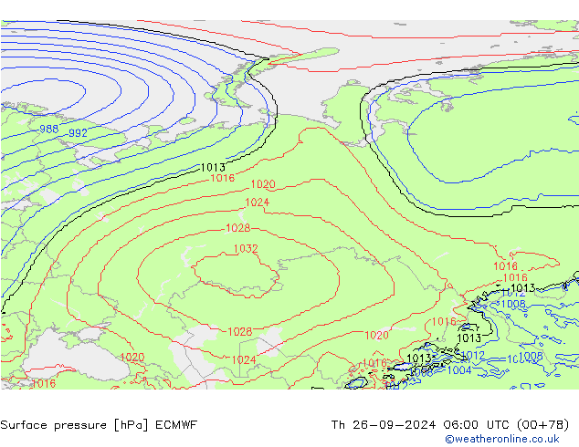 ciśnienie ECMWF czw. 26.09.2024 06 UTC