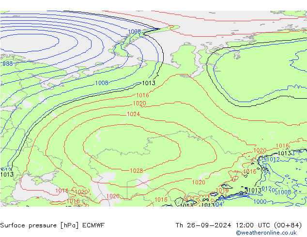 приземное давление ECMWF чт 26.09.2024 12 UTC