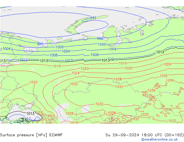 приземное давление ECMWF Вс 29.09.2024 18 UTC