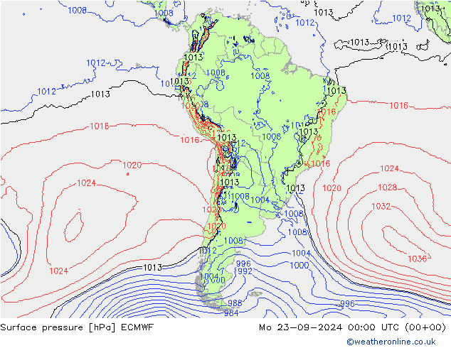 Surface pressure ECMWF Mo 23.09.2024 00 UTC