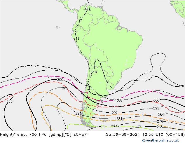 Yükseklik/Sıc. 700 hPa ECMWF Paz 29.09.2024 12 UTC