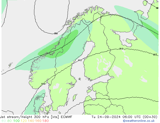 Corrente a getto ECMWF mar 24.09.2024 06 UTC