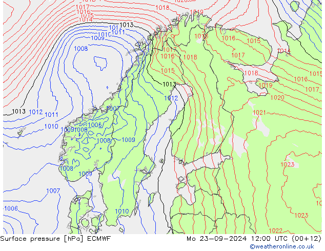 Bodendruck ECMWF Mo 23.09.2024 12 UTC