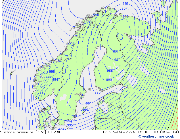 Surface pressure ECMWF Fr 27.09.2024 18 UTC