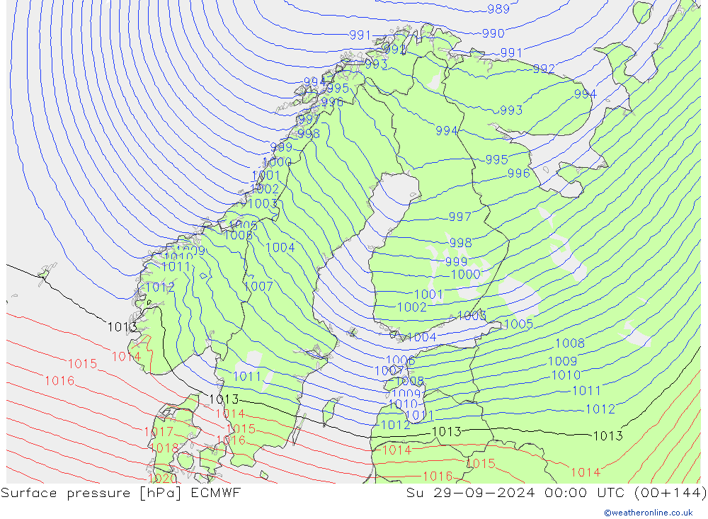 Luchtdruk (Grond) ECMWF zo 29.09.2024 00 UTC